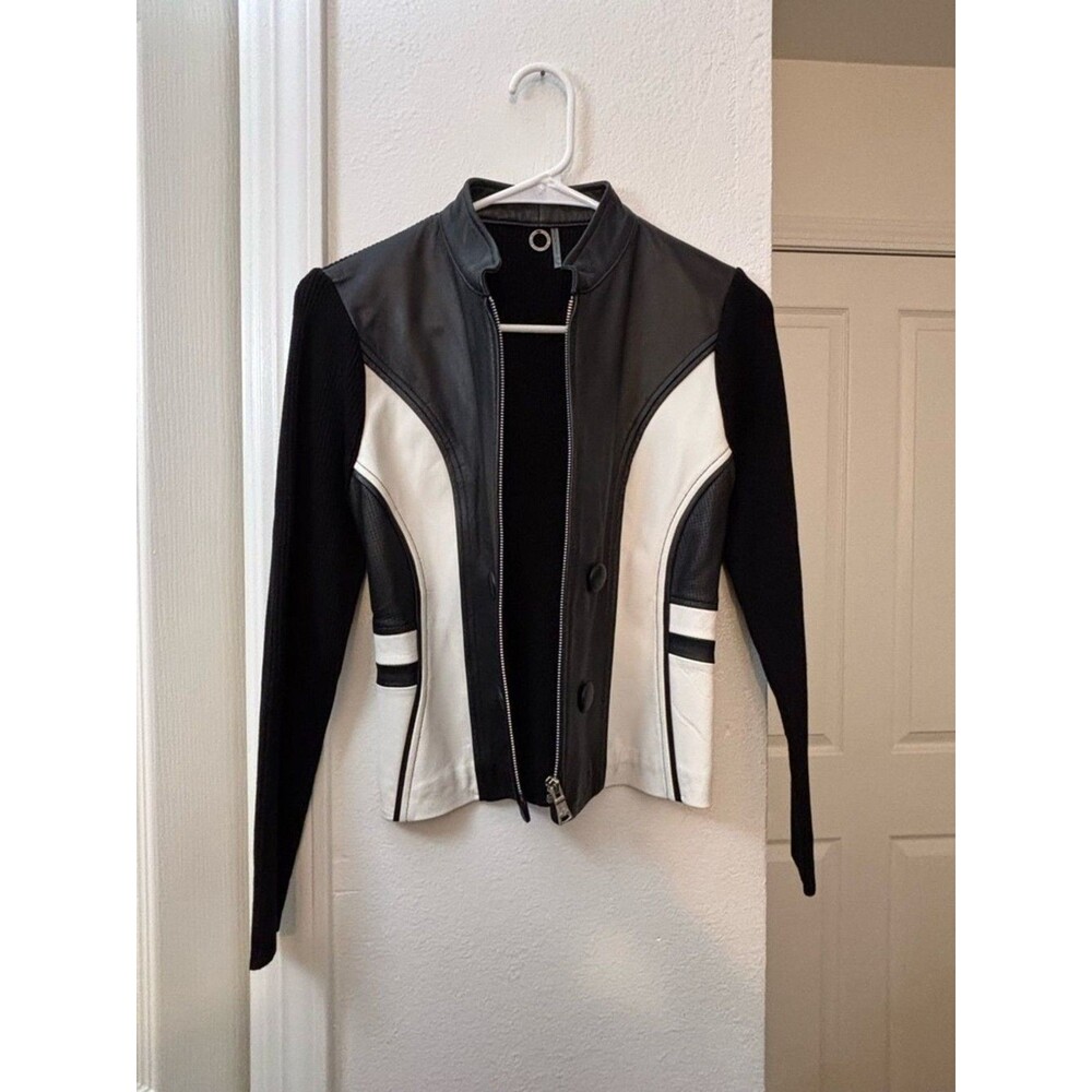 One Girl Who Black & White Colorblock Faux Leather Jacket